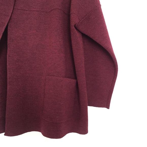 Eileen Fisher Burgundy Wool Boxy Fit Jacket Cardi - Picture 4 of 5